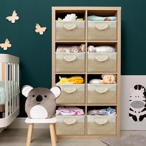 15.7" x 12" Wide & Low Fabric Storage Bin (Beige / Wide & Low - 15.75" x 12" x 8.25")