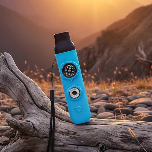 Multifunctional Survival Emergency Whistle for Kids with Compass Hiking Survival (bule2pcs)