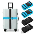 Luggage Straps for Suitcases (Black+Blue / 4Pcs)