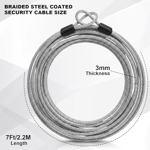 12pack Security Cable Lock 15ft 3mm Braided Steel Coated Luggage Lock (Clear / 15 Feet)