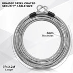 12pack Security Cable Lock 15ft 3mm Braided Steel Coated Luggage Lock (Clear / 15 Feet)