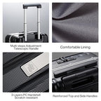 20 Inch Carry On Luggage Hard Shell Suitcases with Wheels Luggage Suitcase Travel Luggage for Women Men Rolling Luggage Bags for Business Trip Weekender (20 Inch / Black Upgrade)