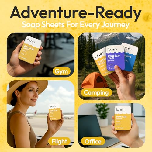 Paper Soap Sheets Tin for Traveling (Variety Pack-002 (Unscented, Orange, Lemon))
