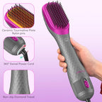 3 in 1 Hair Dryer Brush Straightener 1200W Negative Ionic Hot Air Brush One Step Blow Dryer and Styler for Straightening Drying Smoothing (Gray)