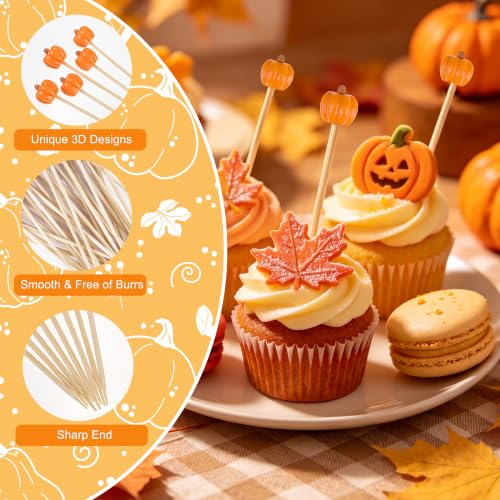 100 Pieces Fall Pumpkin Cocktail Picks 4.7 Inch Fall Picks (Fall Pumpkin)