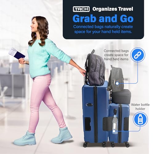 Patented Connecting Hard Shell 2 Piece Luggage Set (Midnight Blue / 2-Piece Set)