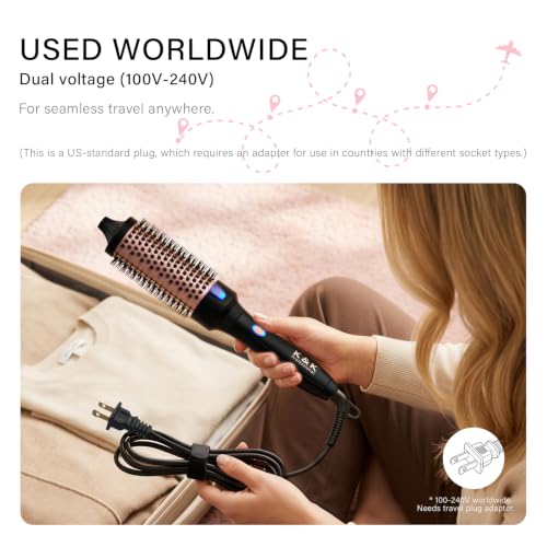 1.77 Inch Heated Curling Brush with Ceramic Tourmaline Ionic Technology for Volumizing and Loose Curls (1.77 Inch / Black)