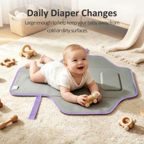 Portable Changing Pad (Purple Checkers&Flowers)