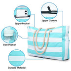 Beach Bags for Women Large Waterproof Beach Tote Bag Zipper Beach Bags Waterproof Sandproof Swim Pool Bag Large Tote (Lake Green)
