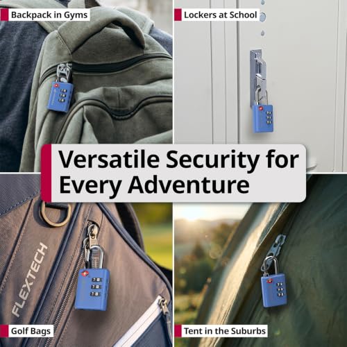TSA Approved Locks for Luggage. Suitcase Locks with Open Alert Indicator (3 Digit Blue 2 Pack)