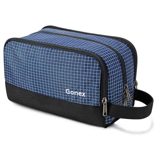 Travel Toiletry Bag for Men (Check Patten (Navy Blue))