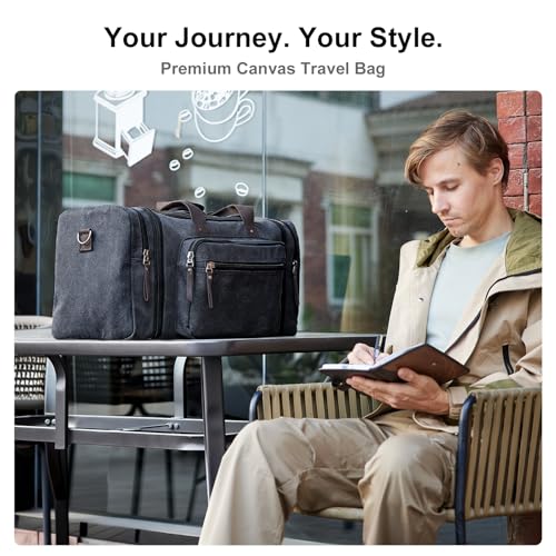 Large Canvas Duffle Bag for Travel (Dark Grey / 70L)