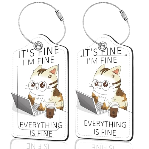 2Pack Luggage Tags for Suitcases (Angry Cat)