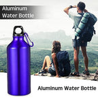 10 Pcs Aluminum Water Bottle 20 oz Reusable Bottles Lightweight Leak Proof Aluminum Sports Travel Bottles with Twist Cap Buckle for Gym (Blue)