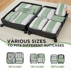 10 Set Compression Packing Cubes for Travel Essentials (Matcha Green)