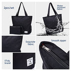 Large Capacity Foldable Tote Bag with Zipper (Navy)