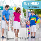 Carry on Luggage with Seat for Kids Expandable Ride on Suitcase with Spinner Wheels and Locks for Travel (White / 20 Inch)