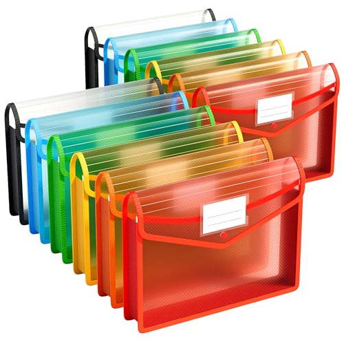 12 Pack Plastic Expanding File Folder (12 Pack Rainbow)
