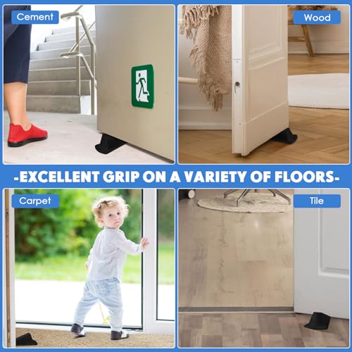 8 Pcs Jumbo Door Stoppers Heavy Duty Rubber Doorstop (Black,Gray)
