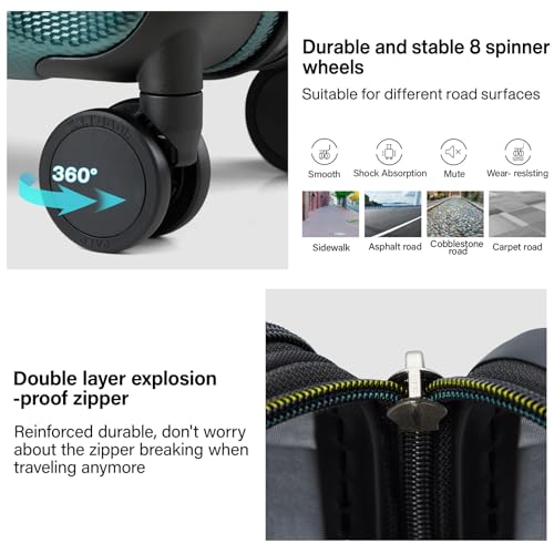 29 Inch Expandable Large Checked Luggage with 8 Spinner Wheels (29 Inch EXT / Blackish Green)