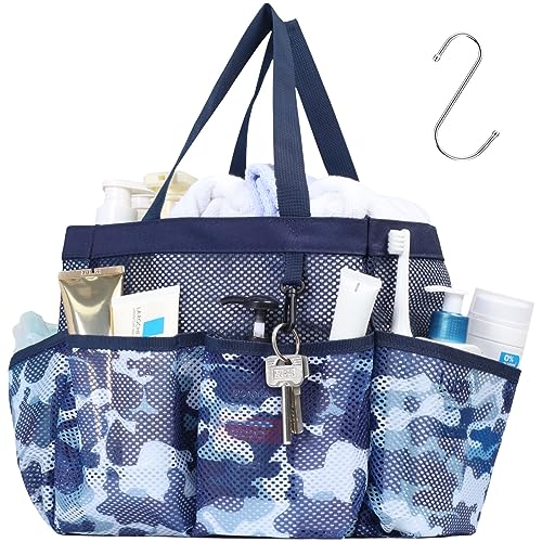 Mesh Shower Caddy Portable (1 Pack Dark Blue Camouflage / L (Classic Dorm Caddy))