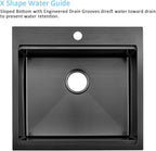 21 Inch Drop In Bar Sink- Bokaiya 21x20 Black Stainless Steel Drop In Wet Bar - Image 5