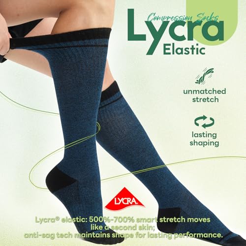 Mens Compression Socks for Men Women (XX-Large / I6-3pairs (Steel Blue))