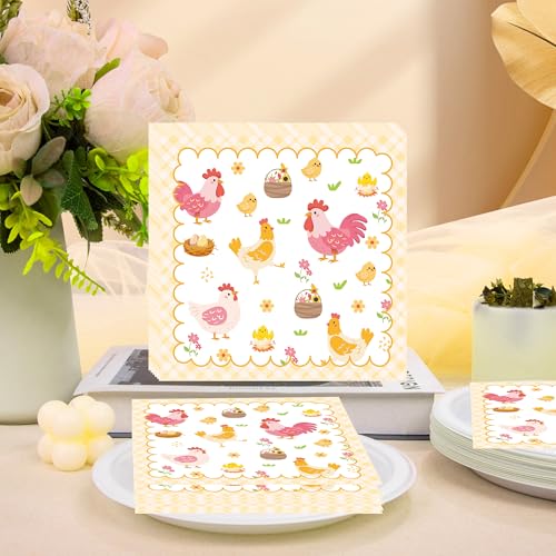 50Pcs Chicken Party Napkins Decorations (Yellow)