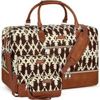 Weekender Bag for Women 21.5" Travel Duffel Large Carry On Bag 3PCS (Large / 8b-Brown)