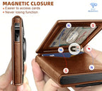 Men Leather Wallet for AirTag (Brick Brown8621)