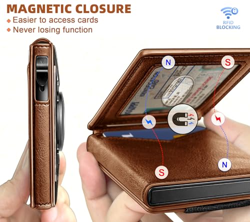Men Leather Wallet for AirTag (Brick Brown8621)