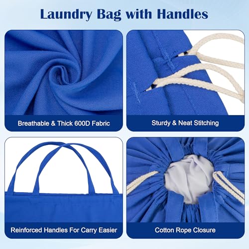 Laundry Bag with Handles & Drawstring Closure (Blue / L 27.6"Wx 35"H┃1 Pack)