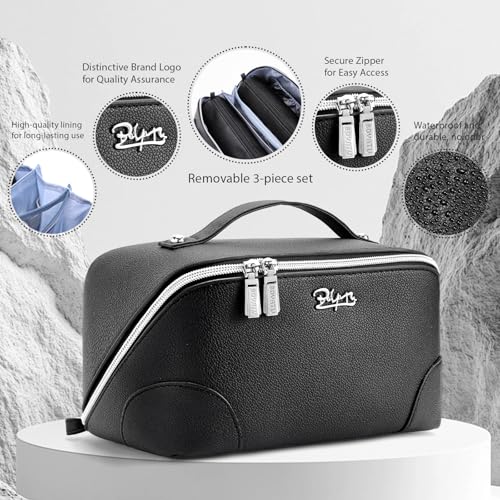 Travel Makeup Bag Cosmetic Bags for Women (C-2-Black)