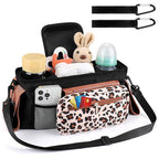 Universal Stroller Organizer with Insulated Cup Holder (Leopard / Classic Organizer)