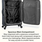 Anzio Softside Expandable Luggage with Spinner Wheels (Dark Grey / 22-Inch Carry-on)