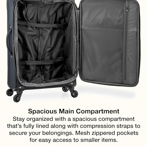Anzio Softside Expandable Luggage with Spinner Wheels (Dark Grey / 3-Piece Set (22/26/30))