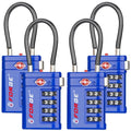 Open Alert TSA Approved Luggage Locks (Blue 4 PK)