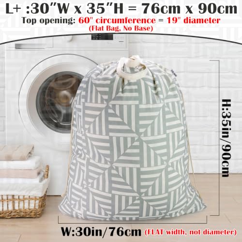 Canvas Laundry Bag with Handles & Drawstring 30"Wx35"H (Geometry Light Gray L+ / L+ 30"Wx 35"H┃1 Pack)