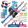 Kids Fishing Pole 2 Set (2 Pack(Pink+Blue) Pole Set with Sunglasses / 4.9 ft)