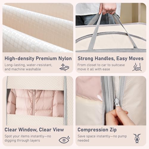 Garment Bags for Hanging Clothes 10" Gusseted (Beige / 43" x 10"2 Pack)