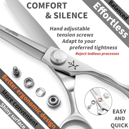 High end Professional Extremely Very Sharp Barber Hair Cutting Scissors Hairdresser Shears For Hair 6.5 Inch Haircut Scissor Made Of Stainless Steel Alloy For Hairdressing Salon and Home Use (Sword Shears / 6.5 Inch)