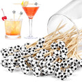 100 Pieces Soccer Decorative Sports Ball End Cocktail Skewers 4.7 Inch Bamboo Cocktail Picks Wooden Decorative Fruit Toothpicks for Appetizers Bar Drinks Fruit Sandwich Buffets Party Supplies (Soccer)