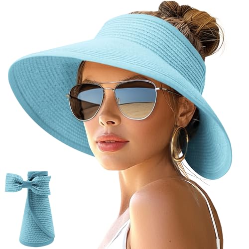 Sun Hat for Women Roll (One Size / Plain Skyblue)