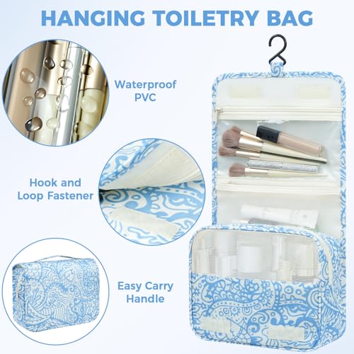 9 Set Packing Cubes with Packing List Luggage Packing Organizers for Travel Accessories (Blue paisley)