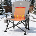 Heated Lumbar Support Oversized Folding Camping Chair for Adults (Heated Khaki Grey)