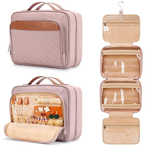 Travel Hanging Toiletry Bag for Women (Baby Pink / Medium)