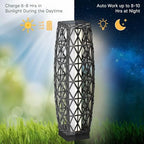 2 Piece Solar Outdoor Floor Lamp Solar Powered Wicker Lantern Outdoor Weather (2 PCS Large / Cindy)