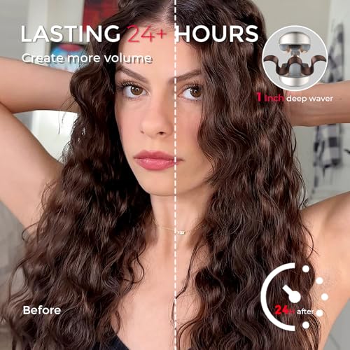 Curling Iron Hair Crimper Waver (Elegant Gold / 1 inch)