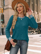 Fall Outfits for Women 2026 Long Sleeve Shirts for Women Tops Trendy Womens Sweaters Lightweight Fashion Business Dressy Casual School Outfits for Teachers Knit Soft Work (X-Large / 05-teal Blue)