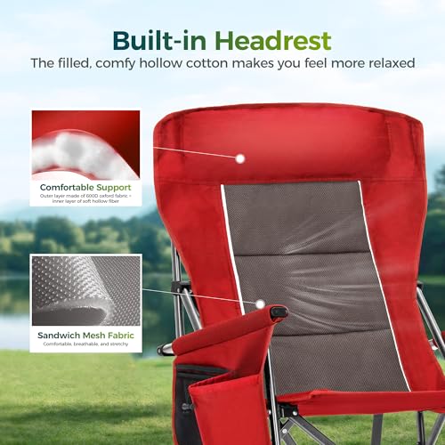 Oversized Camping Chair for Adult Lawn Chair for Outdoor Camping (Red-2)